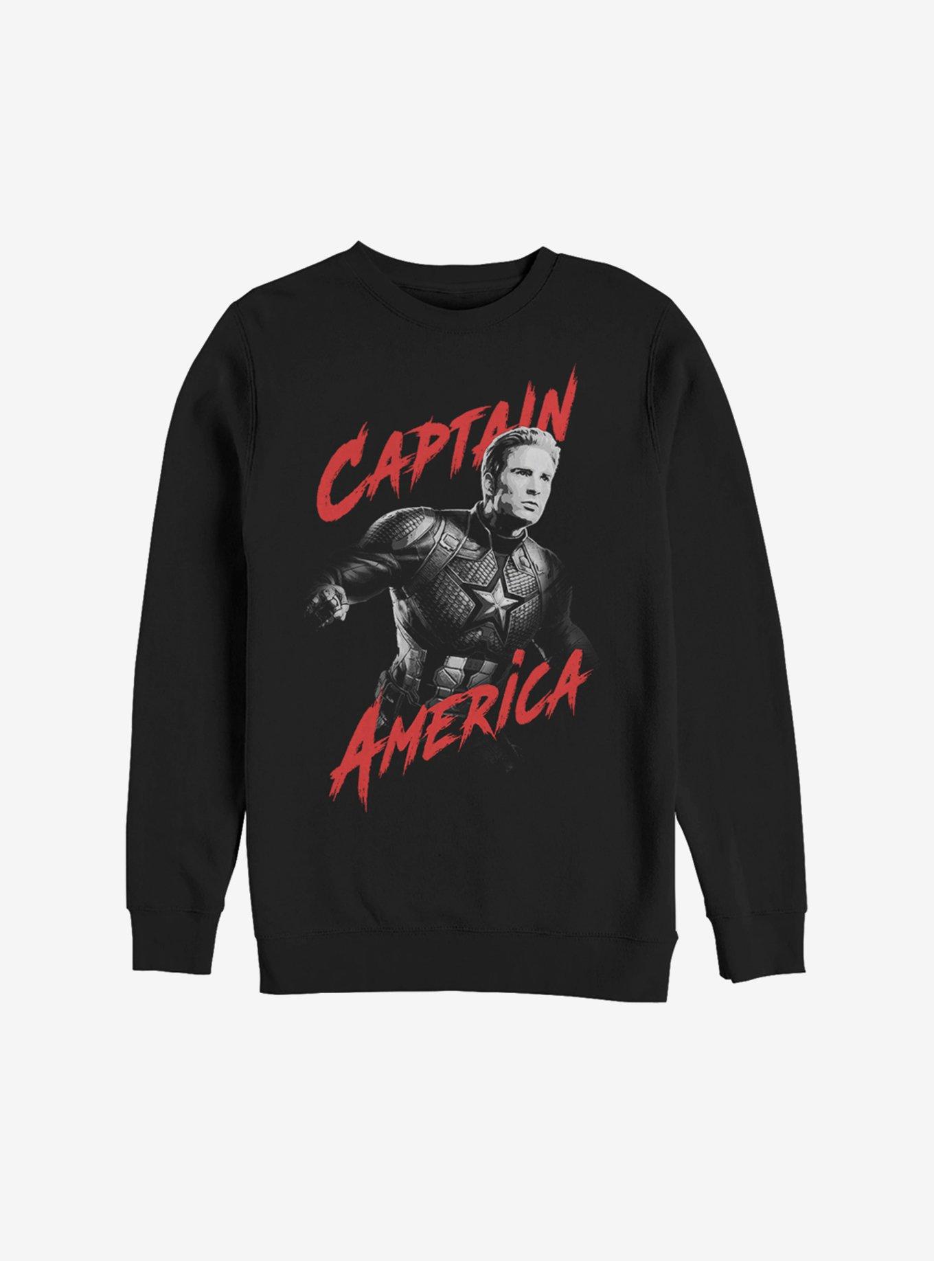 Marvel Avengers: Endgame Captain America High Contrast Sweatshirt, BLACK, hi-res