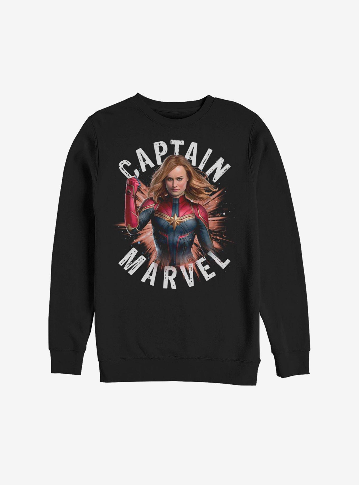 Marvel Avengers: Endgame Cap Marvel Burst Sweatshirt, BLACK, hi-res
