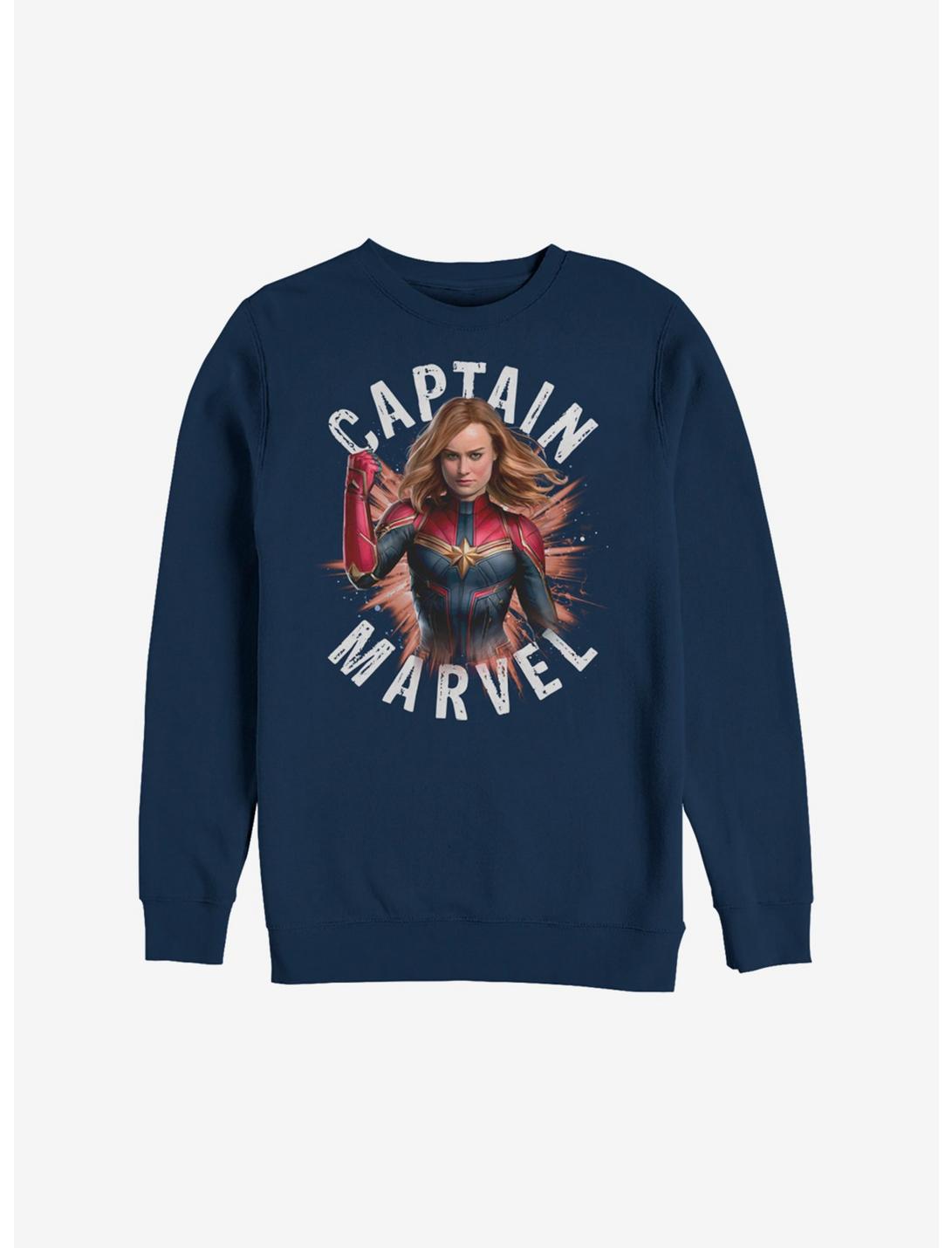 Marvel Avengers: Endgame Cap Marvel Burst Sweatshirt, NAVY, hi-res