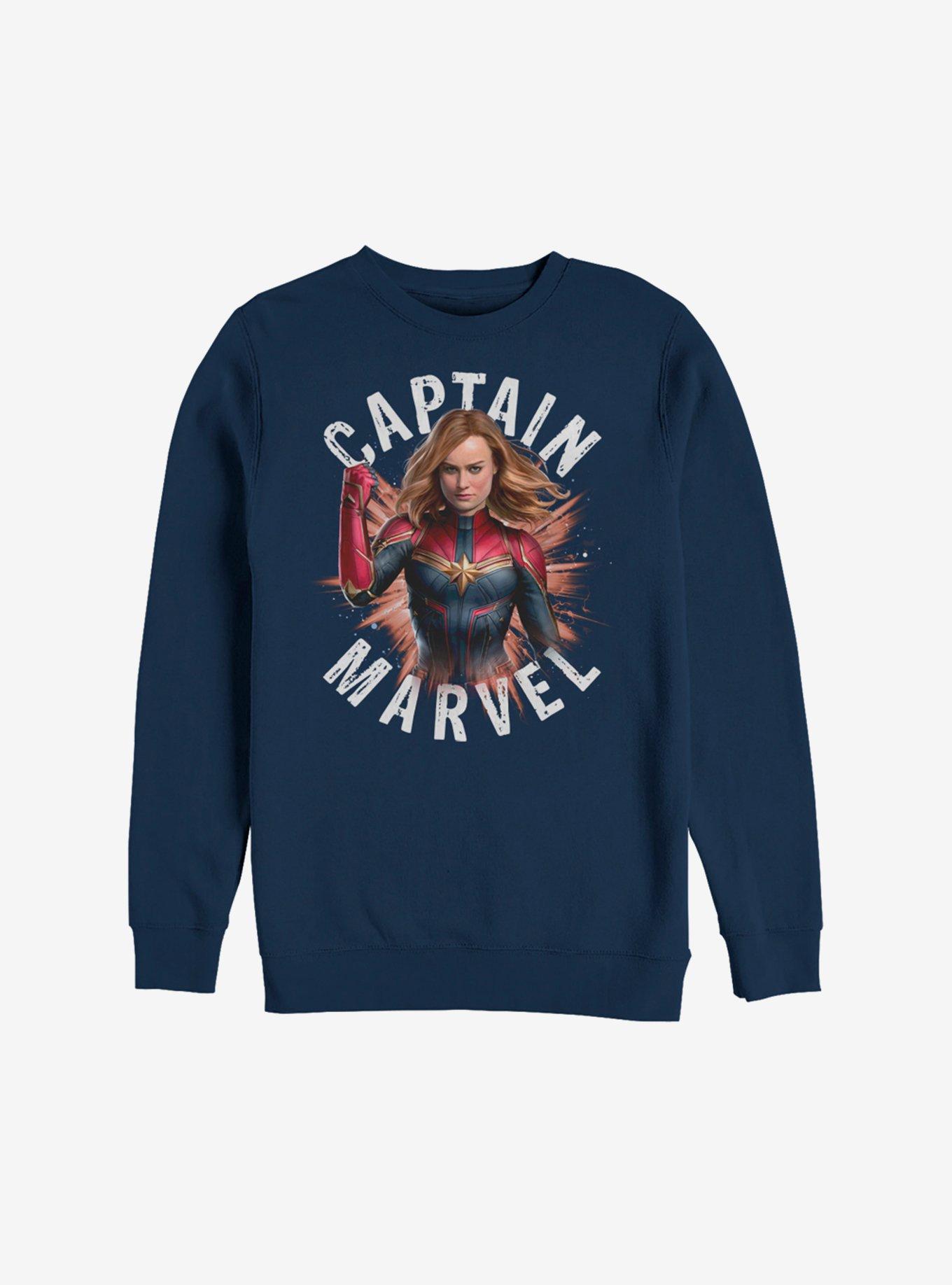 Marvel Avengers: Endgame Cap Marvel Burst Sweatshirt, NAVY, hi-res