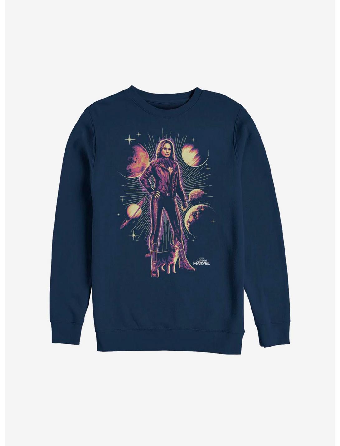 Marvel Captain Marvel Goose Planets Sweatshirt, NAVY, hi-res