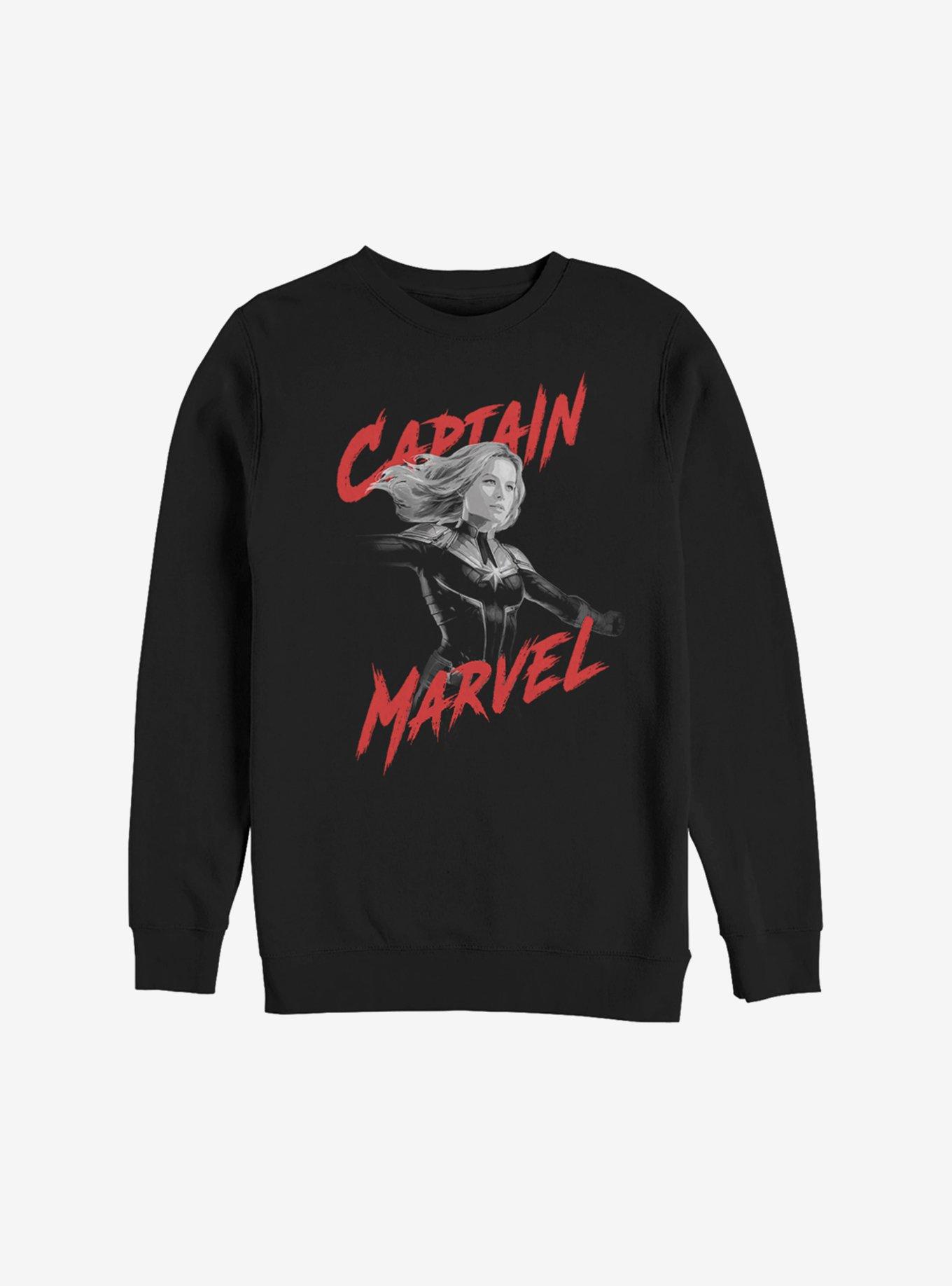 Marvel Avengers: Endgame High Contrast Captain Marvel Sweatshirt, BLACK, hi-res