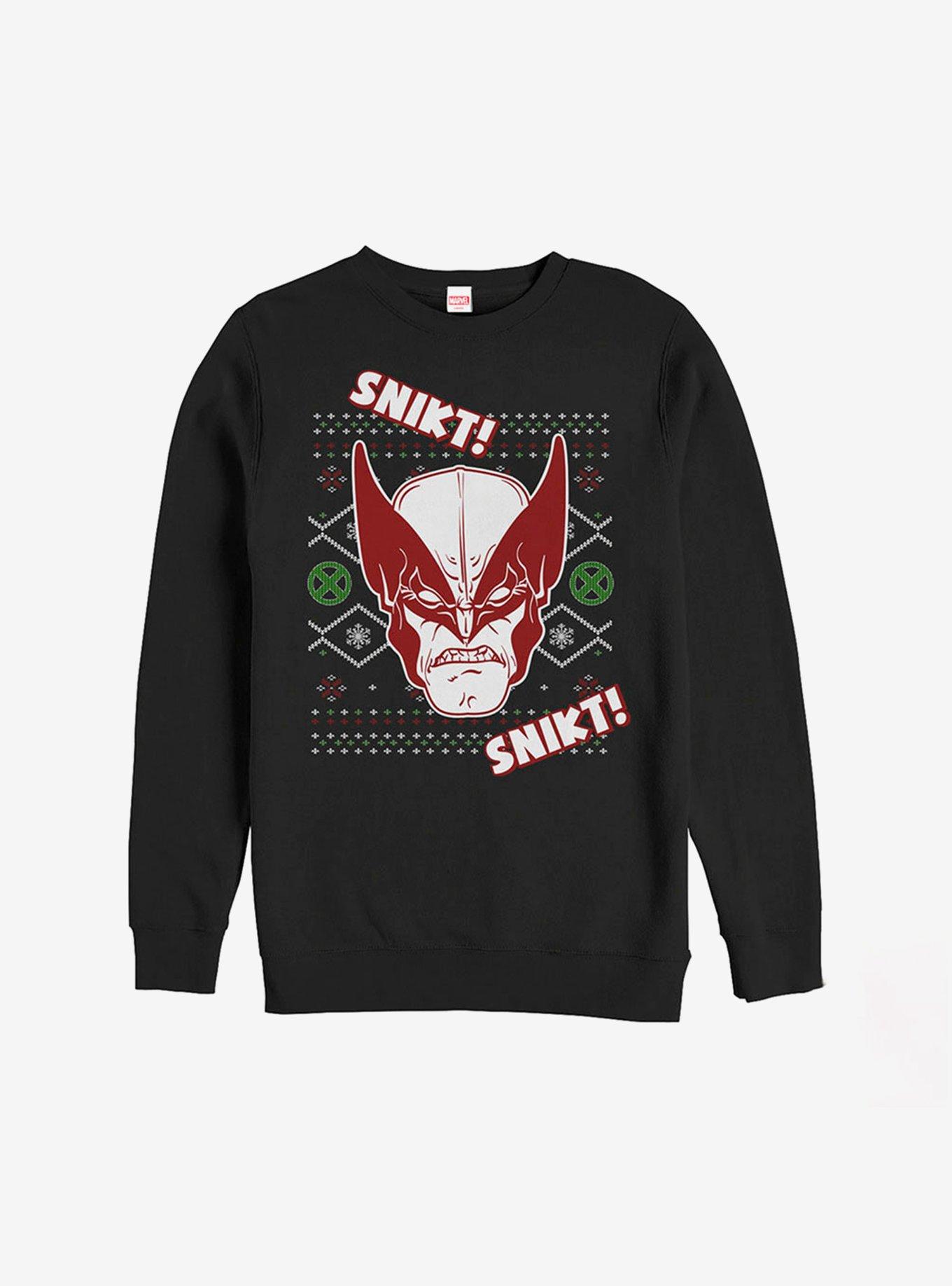 Marvel X-Men Wolverine Christmas Pattern Sweatshirt, BLACK, hi-res