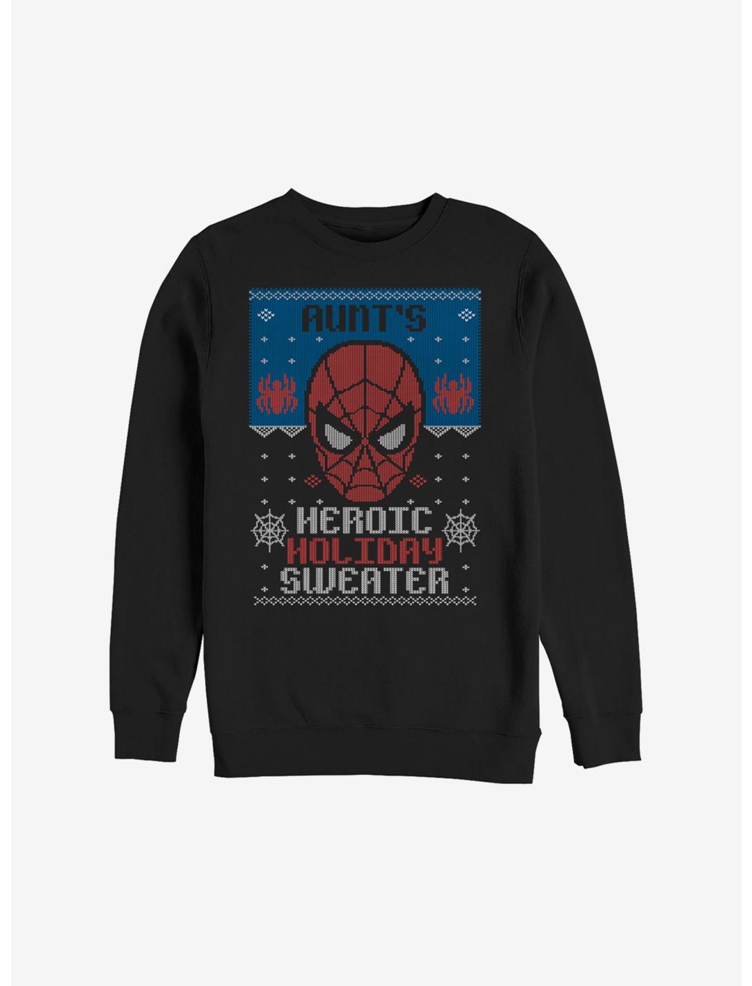 Marvel Spider-Man Aunt's Heroic Holiday Sweater Sweatshirt, BLACK, hi-res