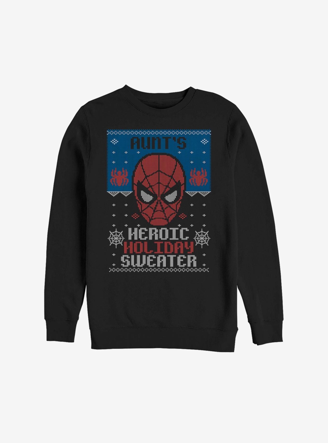 Marvel Spider-Man Aunt's Heroic Holiday Sweater Sweatshirt, BLACK, hi-res