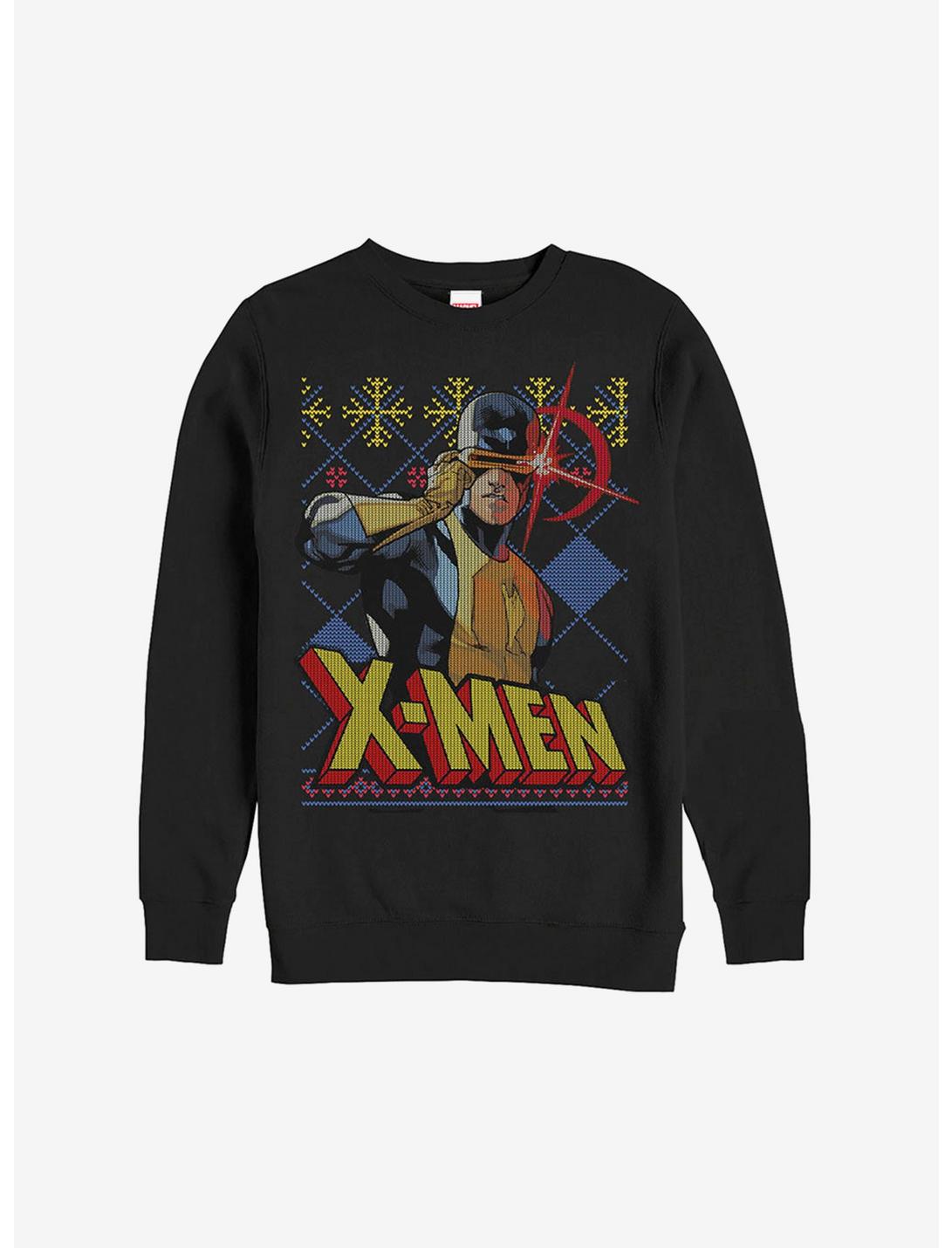 Plus Size Marvel X-Men Cyclops Christmas Pattern Sweatshirt, BLACK, hi-res