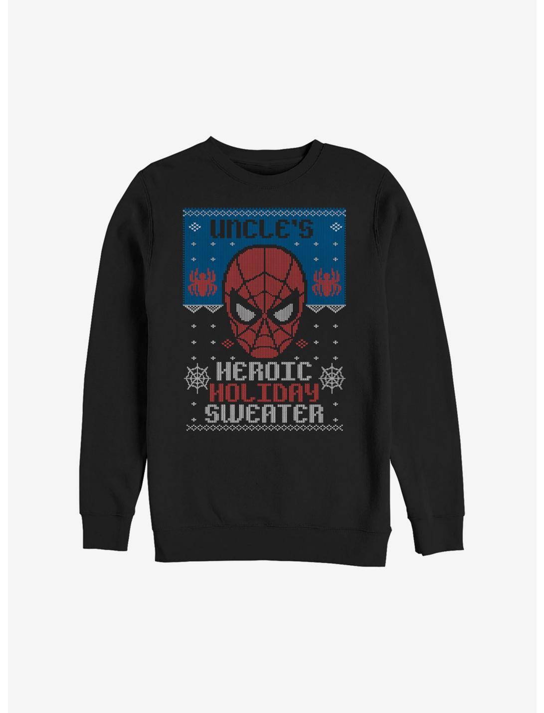 Marvel Spider-Man Uncle's Heroic Holiday Sweater Sweatshirt, BLACK, hi-res
