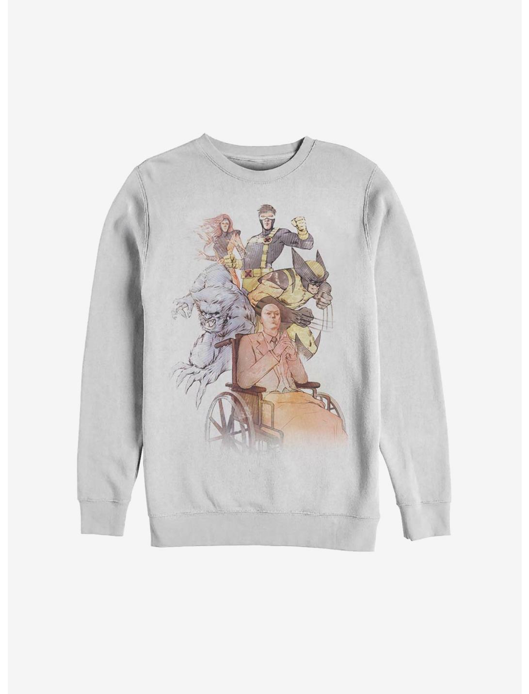 Marvel X-Men Watercolor Heroes Sweatshirt, WHITE, hi-res