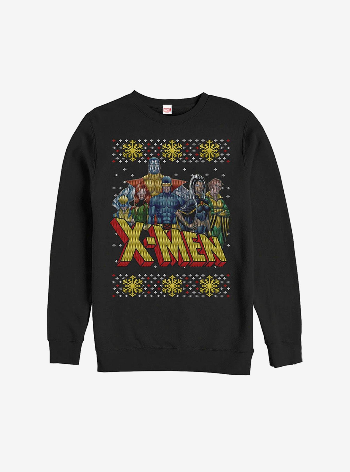 Marvel X-Men Group Christmas Pattern Sweatshirt, BLACK, hi-res
