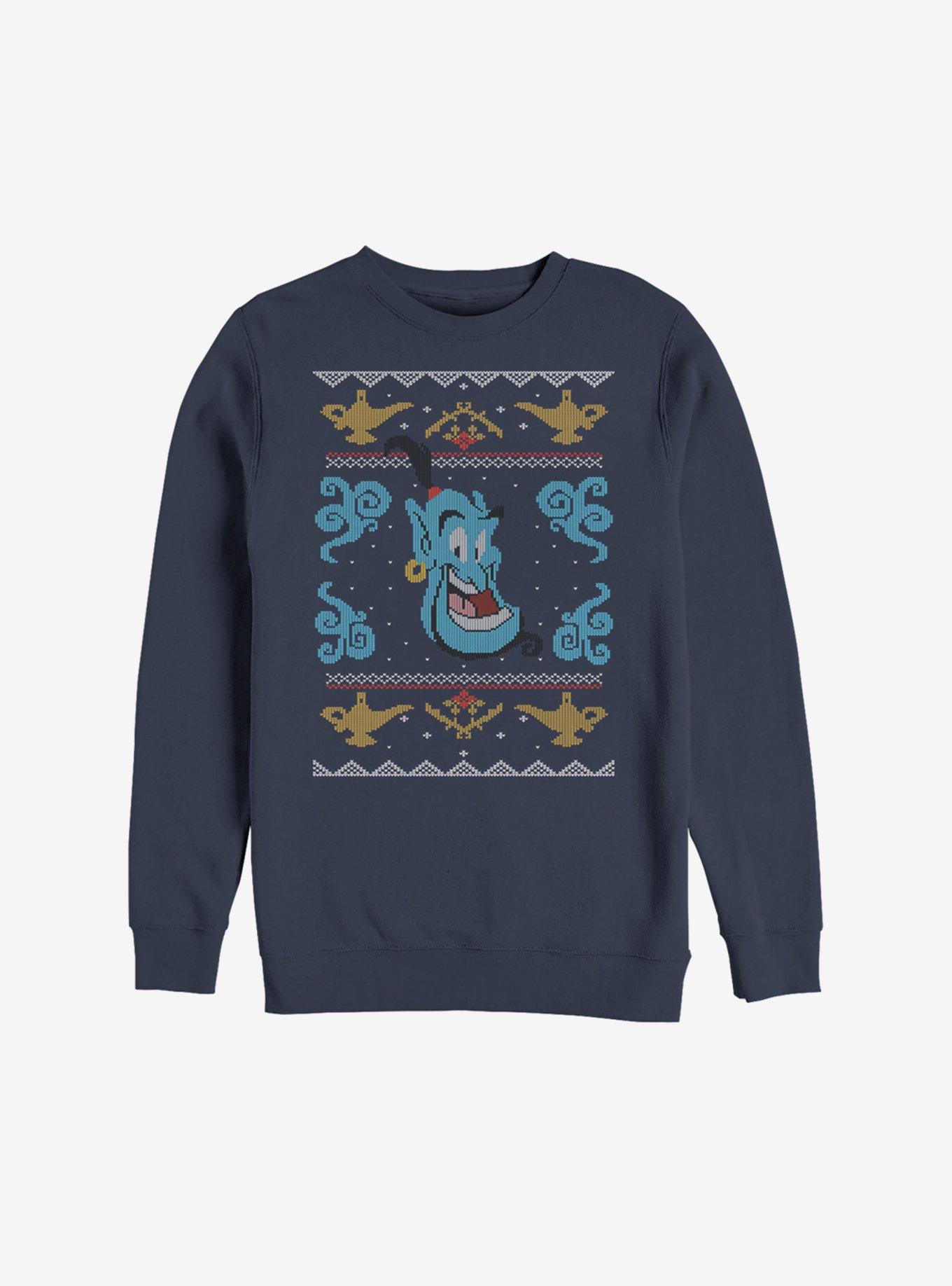 Disney Aladdin Genie Christmas Pattern Sweatshirt, NAVY, hi-res