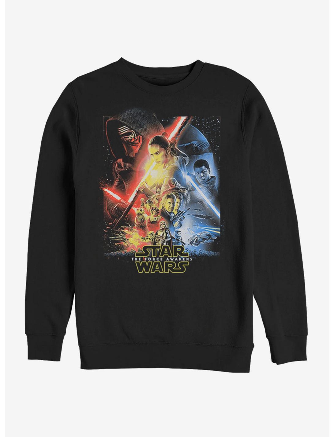 Star Wars Episode VII The Force Awakens Saturated Poster Sweatshirt, BLACK, hi-res