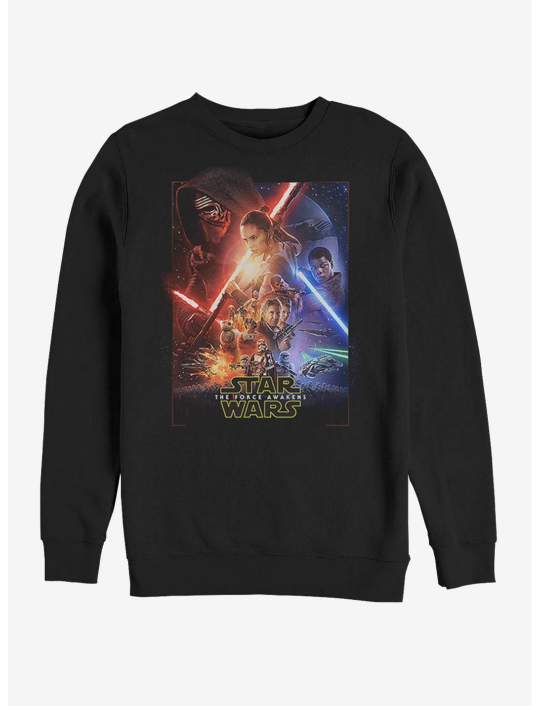 Star Wars Episode VII The Force Awakens Movie Poster Sweatshirt, BLACK, hi-res