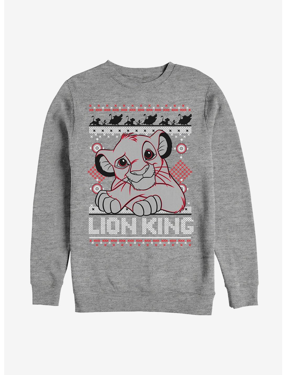 Disney The Lion King Simba Christmas Pattern Sweatshirt, ATH HTR, hi-res