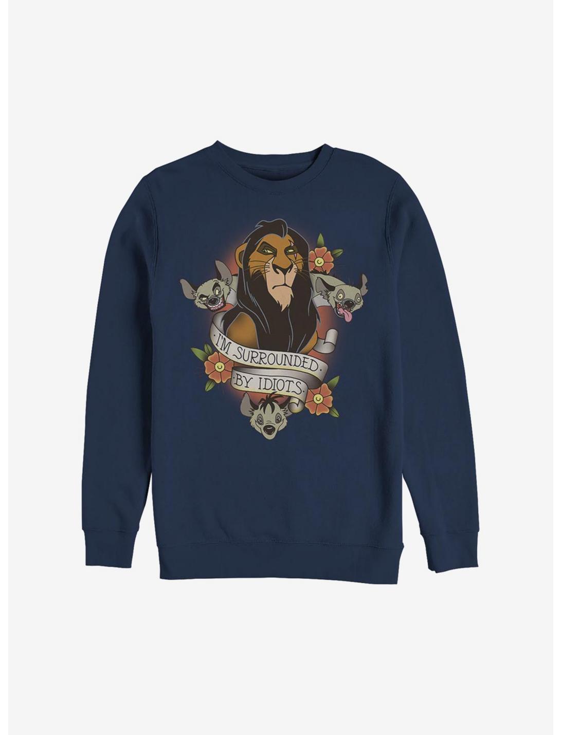 Disney The Lion King Surrounded By Idiots Sweatshirt, NAVY, hi-res