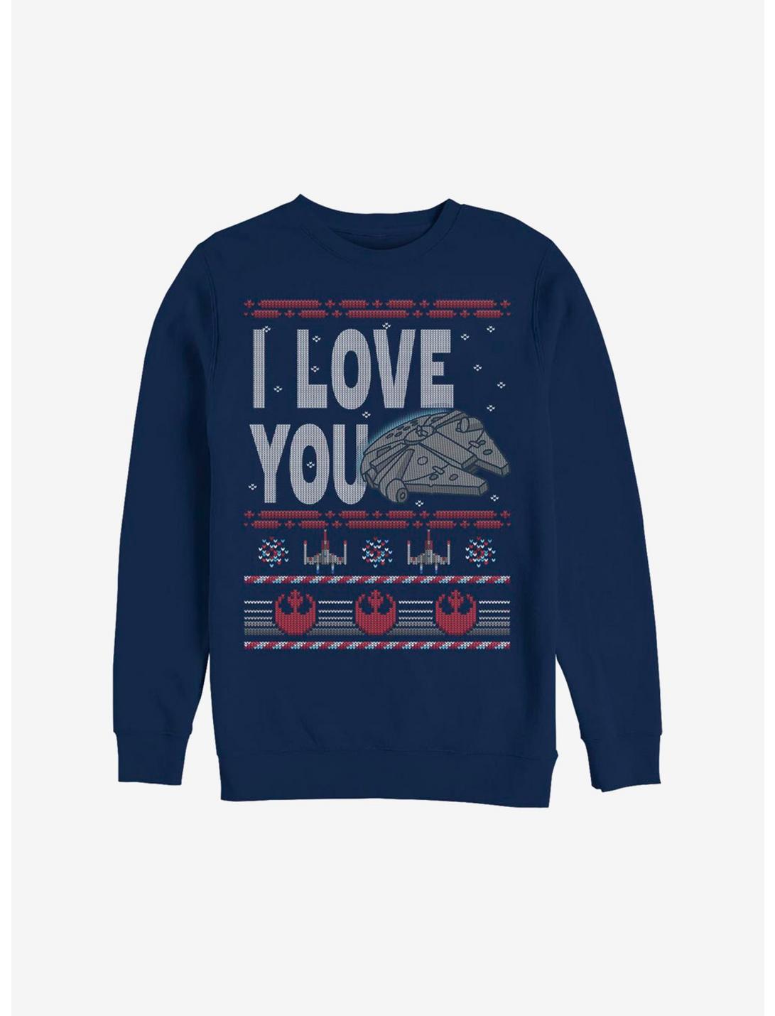 Star Wars I Love You Christmas Pattern Sweatshirt, NAVY, hi-res