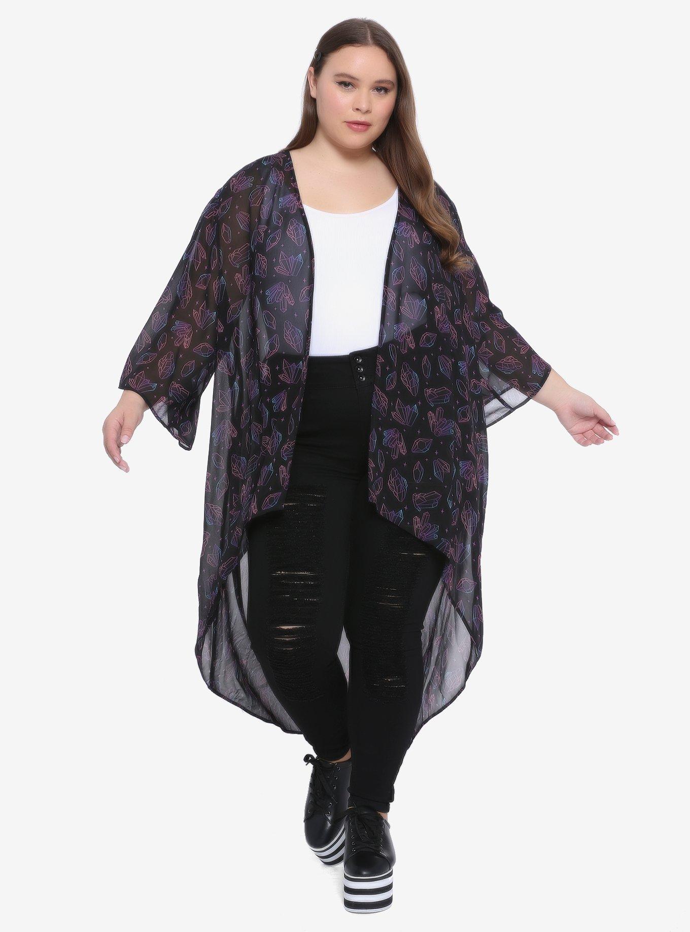 Crystal Print Midi Kimono Plus Size, MULTI, hi-res