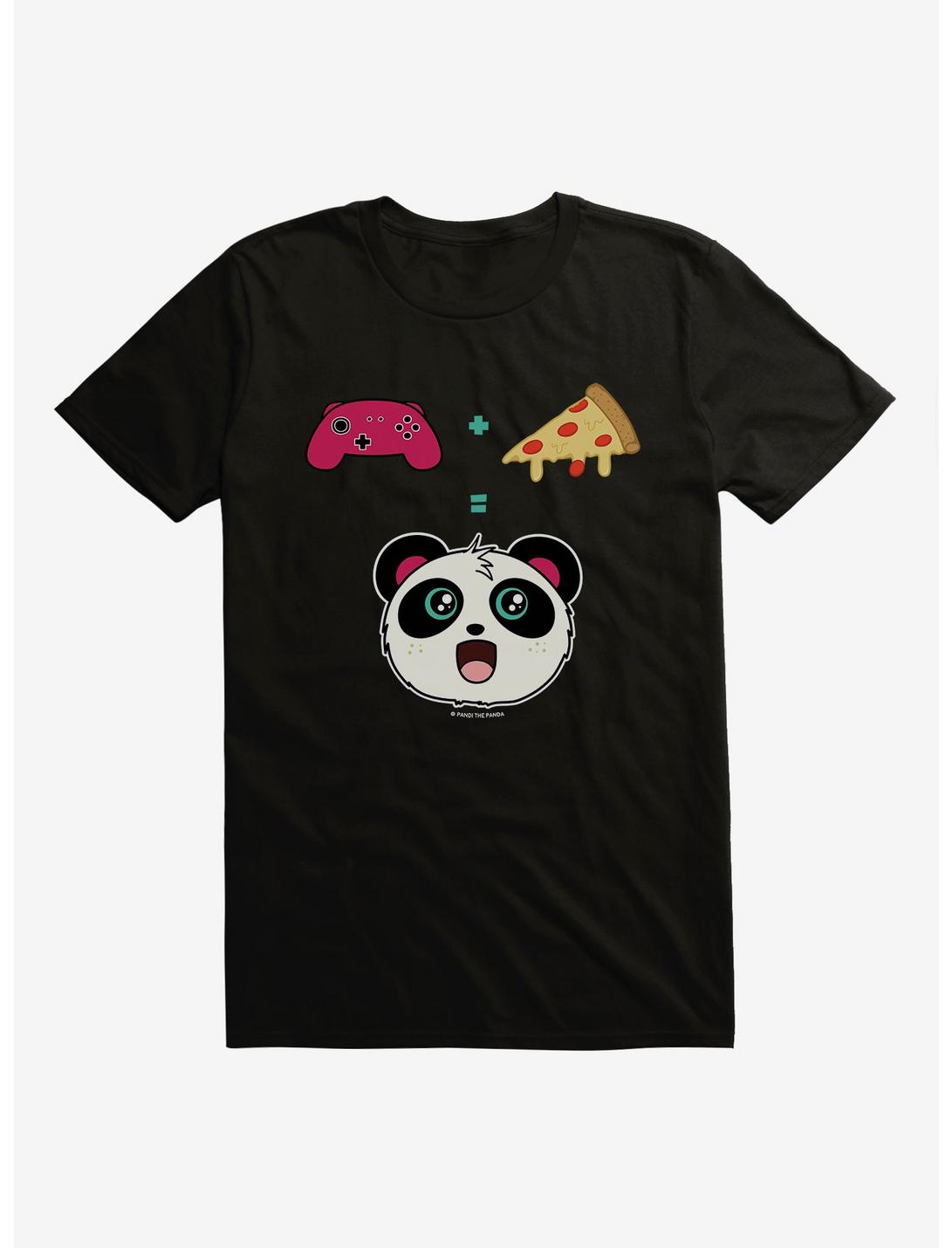 BL Creators: Hungry Rabbit Studio Pandi The Panda Video Games + Pizza T-Shirt, BLACK, hi-res