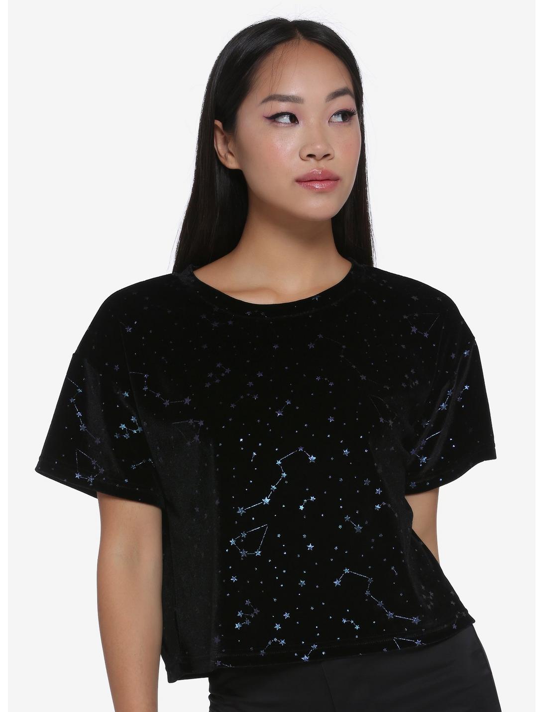 Star Constellation Velvet Girls Crop Top, MULTI, hi-res