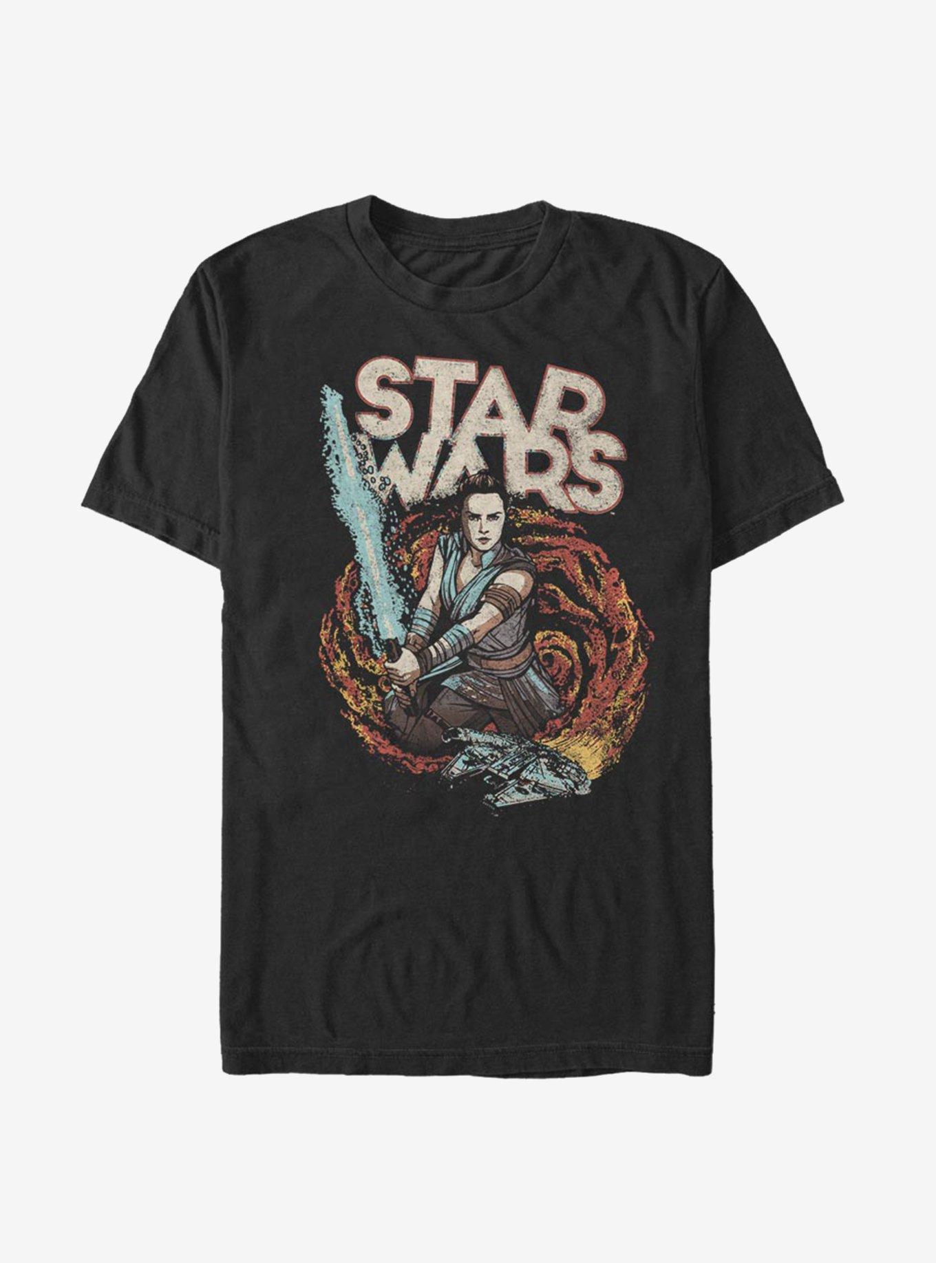 Star Wars Episode IX The Rise Of Skywalker Rey Battle T-Shirt, BLACK, hi-res