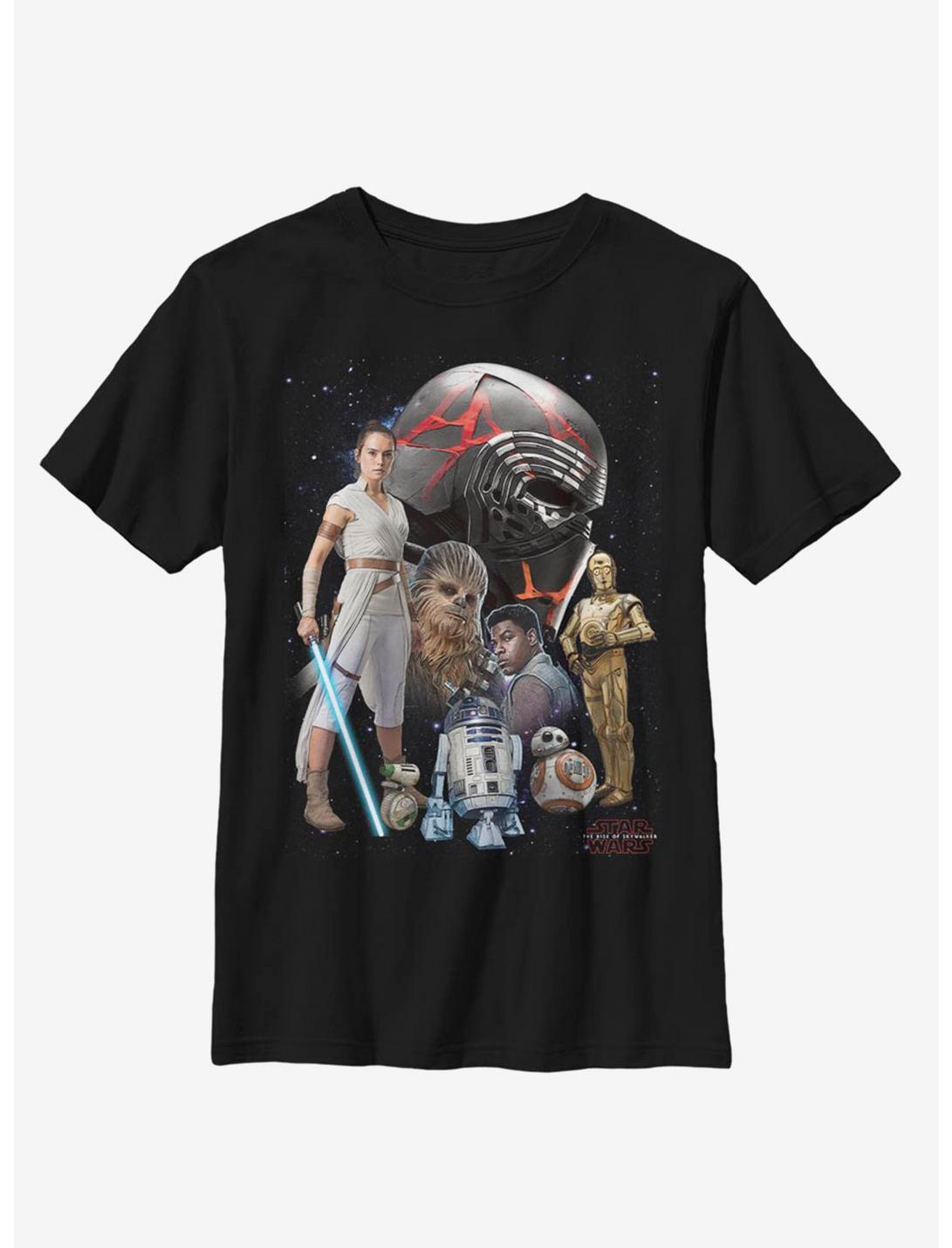 Star Wars Episode IX The Rise Of Skywalker Galaxy Heroes Youth T-Shirt, BLACK, hi-res