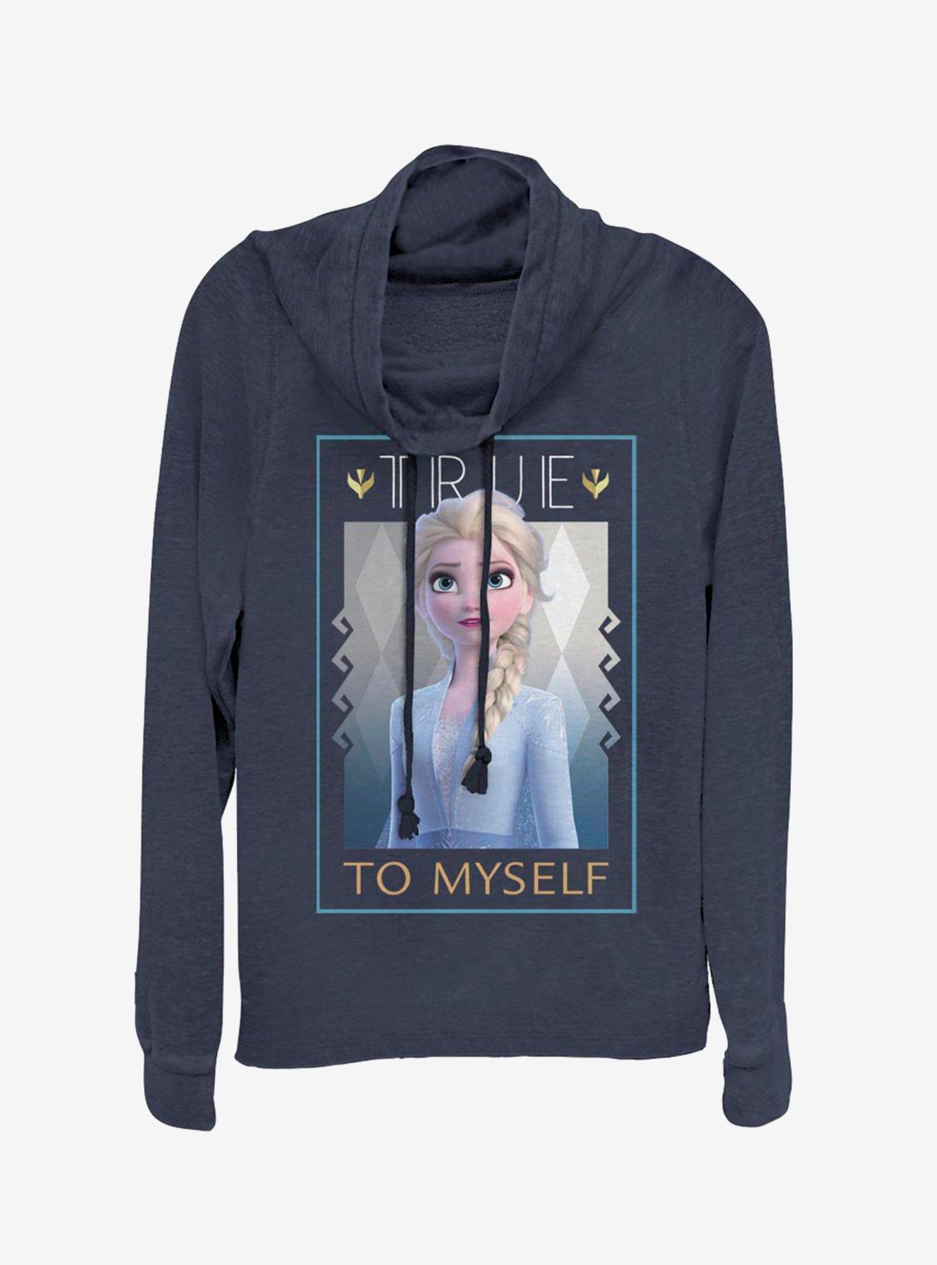 Disney Frozen 2 Elsa's Truth Cowlneck Long-Sleeve Womens Top, NAVY, hi-res