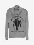 Star Wars The Mandalorian Complicated Profession Cowlneck Long-Sleeve Womens Top, GRAY HTR, hi-res