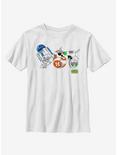 Star Wars Episode IX The Rise Of Skywalker Cartoon Droid Lineup Youth T-Shirt, WHITE, hi-res