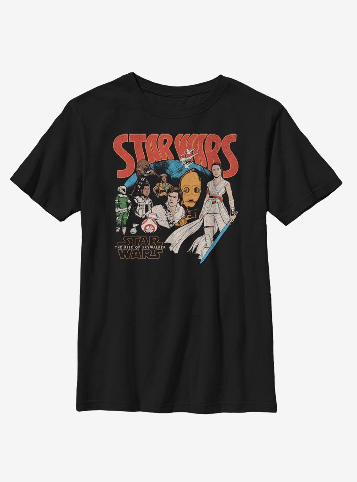 Star Wars Episode IX The Rise Of Skywalker Retro Buddies Youth T-Shirt, BLACK, hi-res