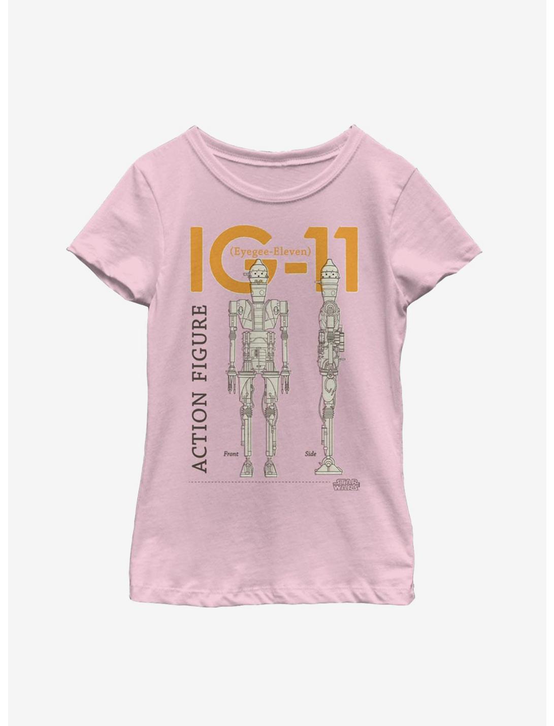 Star Wars The Mandalorian IG-11 Schematics Youth Girls T-Shirt, PINK, hi-res