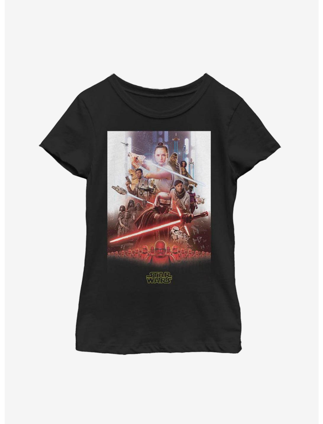 Star Wars Episode IX The Rise Of Skywalker Final Poster Youth Girls T-Shirt, BLACK, hi-res