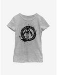 Star Wars The Mandalorian Painted Skull Youth Girls T-Shirt, ATH HTR, hi-res