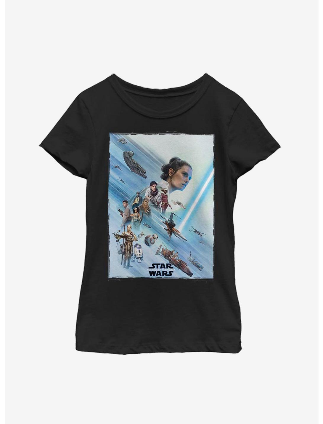 Star Wars Episode IX The Rise Of Skywalker Rey Poster Youth Girls T-Shirt, BLACK, hi-res