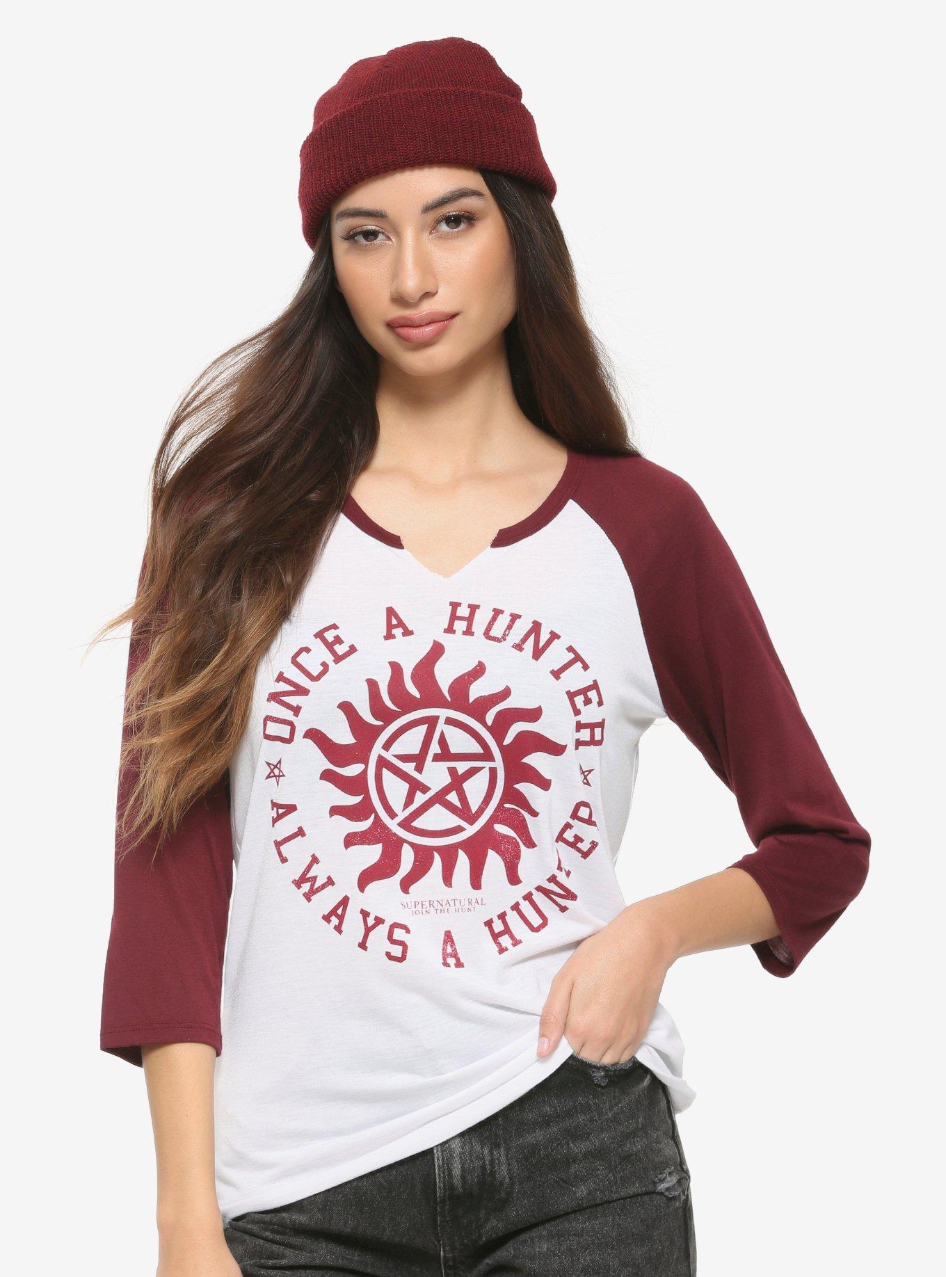 Supernatural Once A Hunter Girls Raglan, RED, hi-res