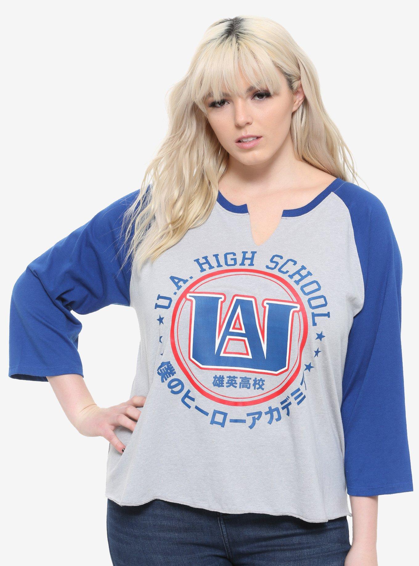 My Hero Academia U.A. High Notch Girls Raglan Plus Size, BLUE, hi-res