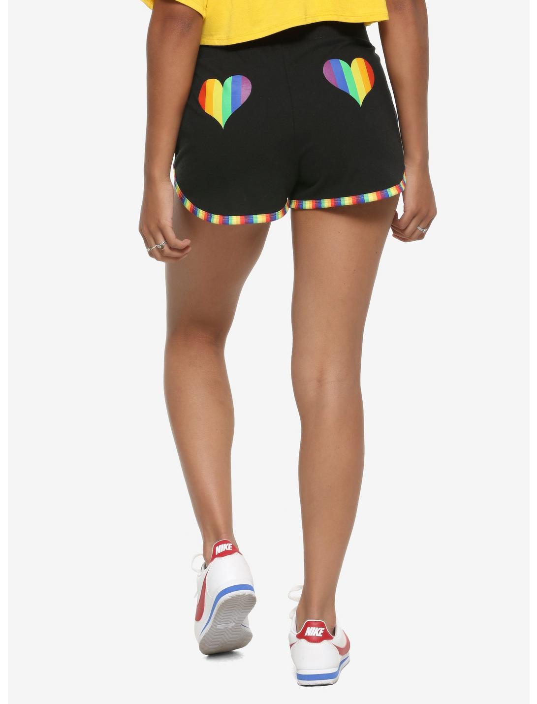 Rainbow Hearts Girls Soft Shorts, RAINBOW, hi-res