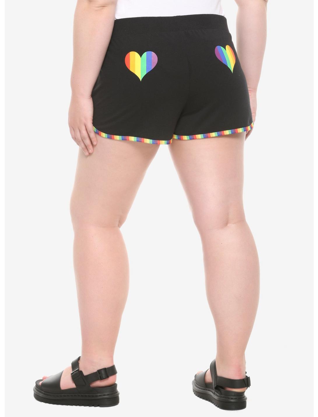 Rainbow Hearts Girls Soft Shorts Plus Size, RAINBOW, hi-res