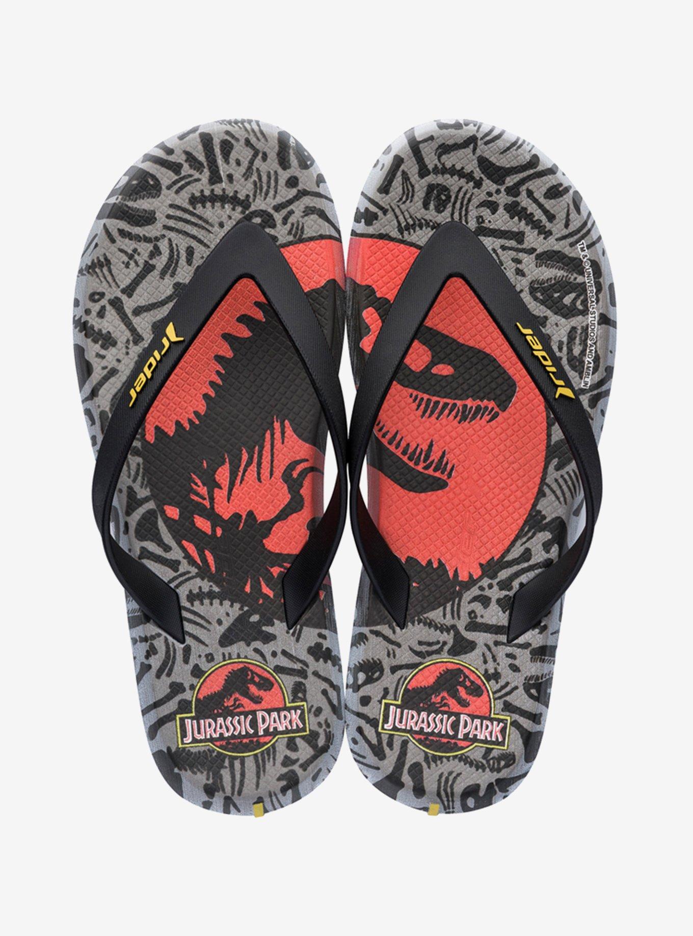 Jurassic Park Black Red Rider R1 Blockbuster Flip Flop Sandal, BLACK, hi-res