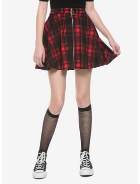 Black & Red Plaid O-Ring Skater Skirt, , hi-res