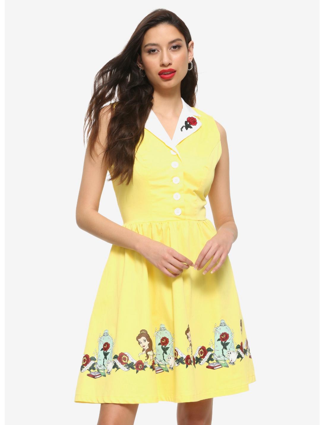 Her Universe Disney Beauty And The Beast Belle Retro Dress, LIGHT YELLOW, hi-res