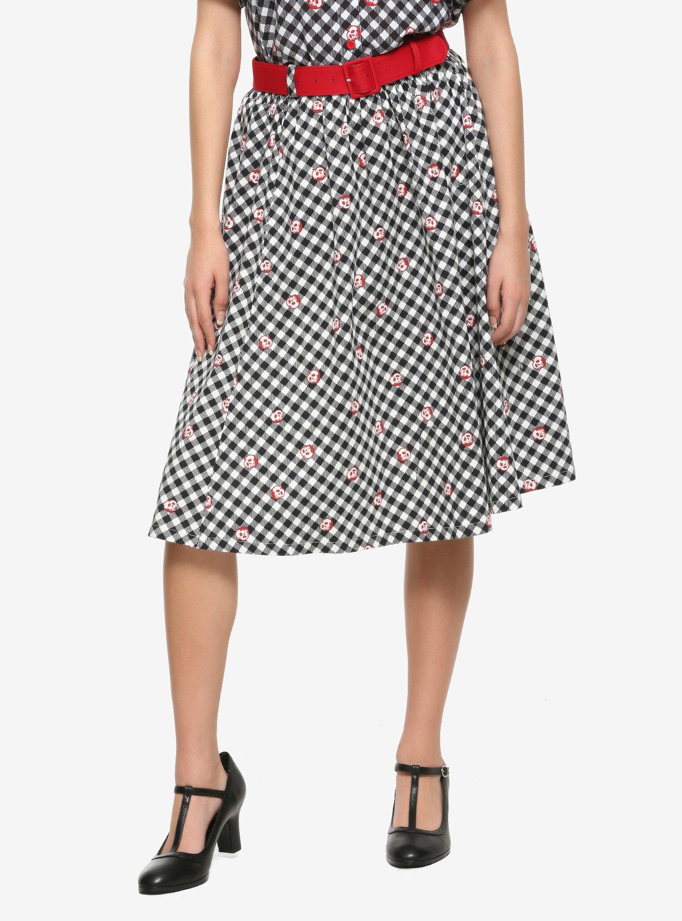 Her Universe Disney Snow White And The Seven Dwarfs Poison Apple Gingham Retro Skirt, PLAID, hi-res