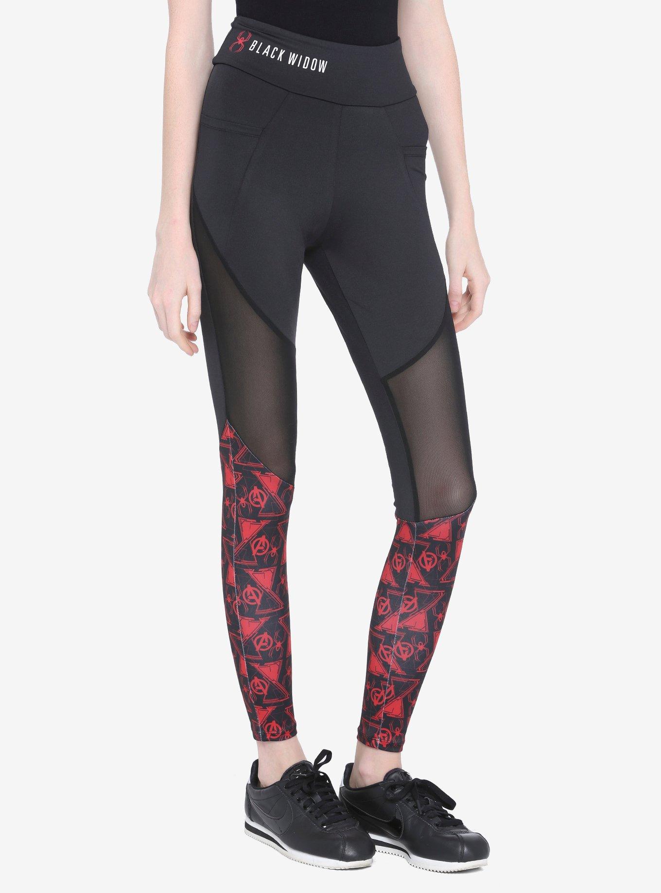 Her Universe Marvel Black Widow Logo Panel Leggings, BLACK, hi-res