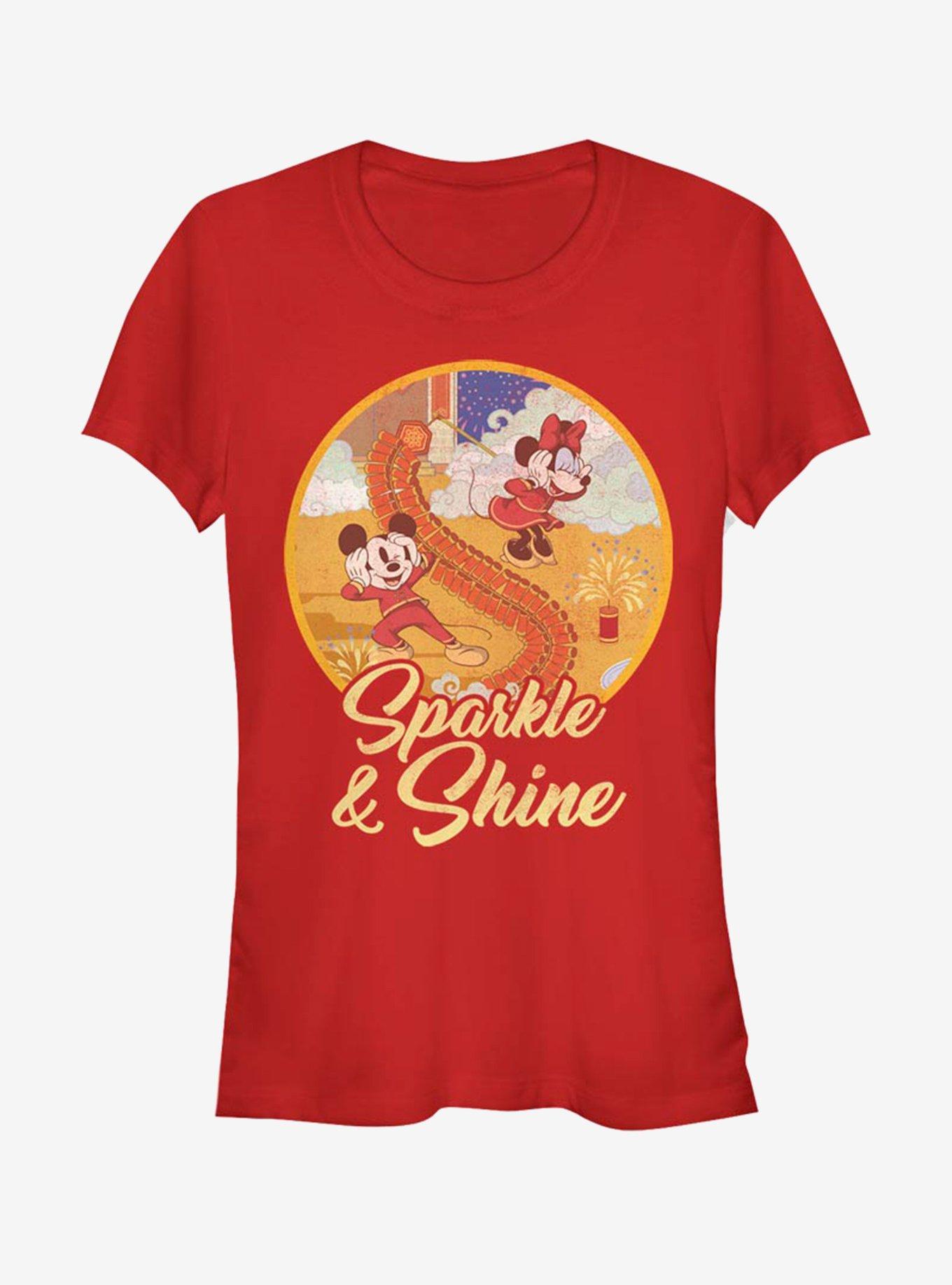 Disney Mickey Mouse Sparkle And Shine Girls T-Shirt, RED, hi-res