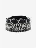 Mixed Chain Faux Leather Cuff Bracelet, , hi-res