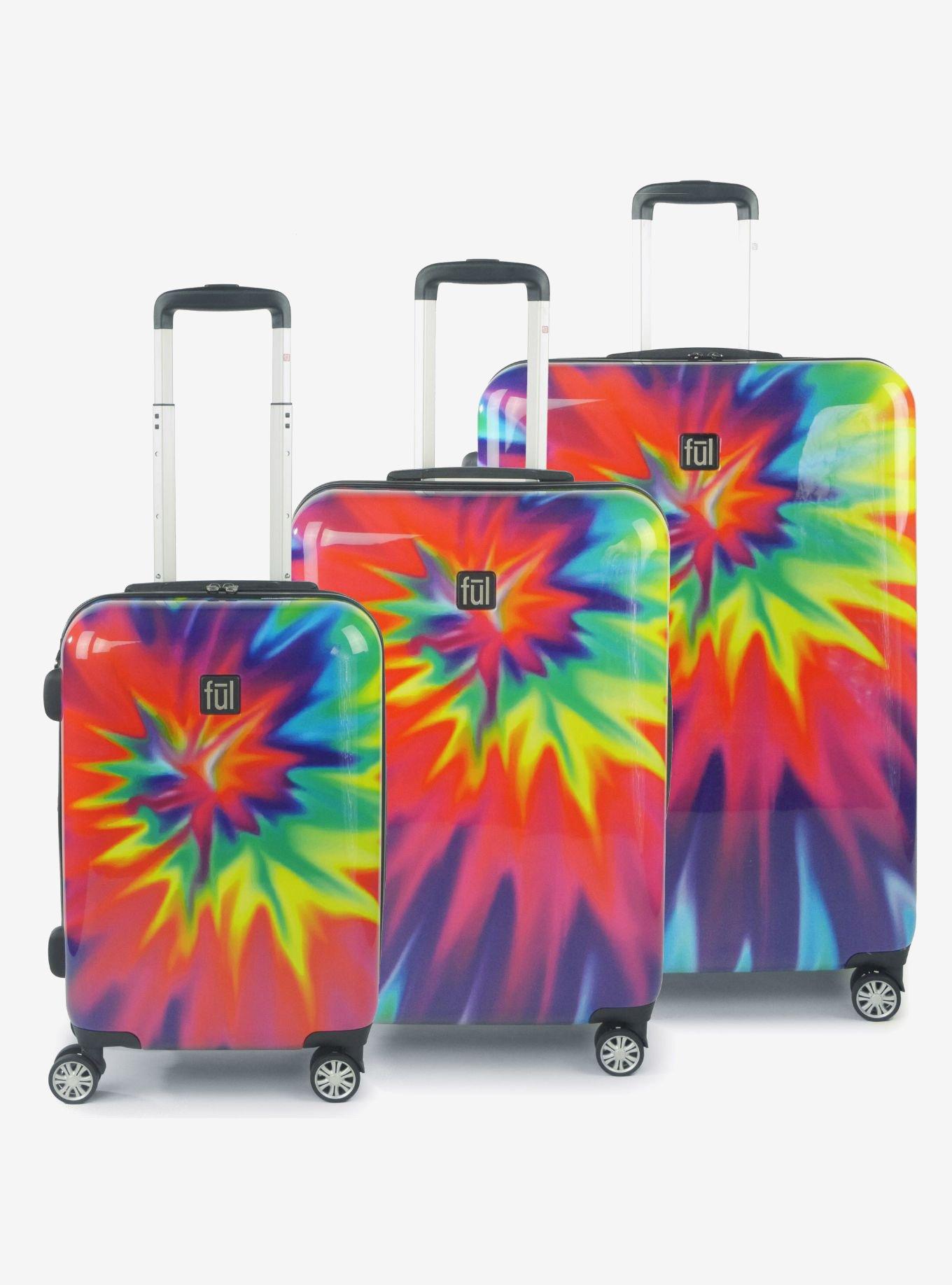 FUL Tie Dye Spinner Rolling Luggage Suitcase Nested 3 Piece Luggage Set ...