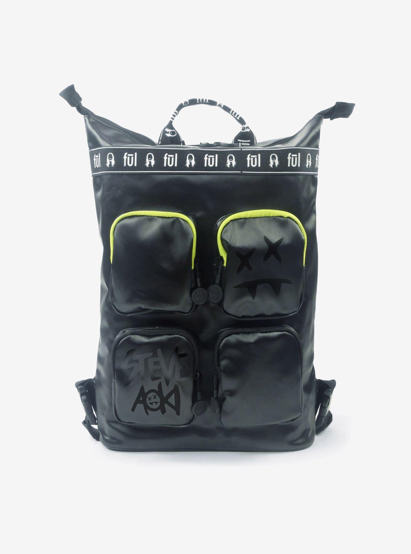 Steve Aoki FUL FANG Convertible Black and Neon Green Backpack Tote, , hi-res