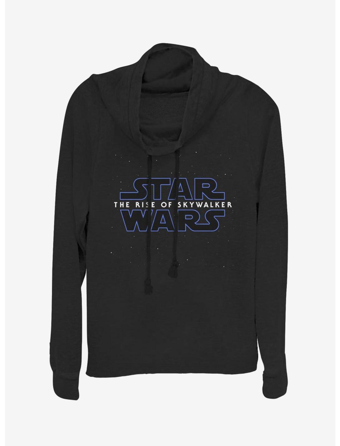 Star Wars Episode IX The Rise Of Skywalker Classic Galaxy Logo Cowlneck Long-Sleeve Womens Top, BLACK, hi-res