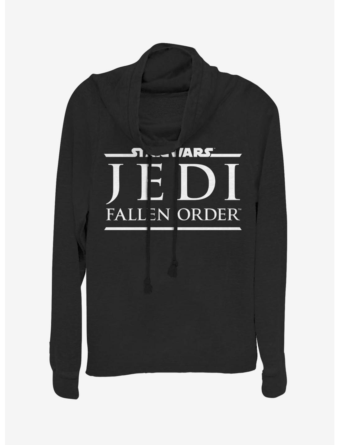 Star Wars Jedi Fallen Order Logo Cowlneck Long-Sleeve Womens Top, BLACK, hi-res