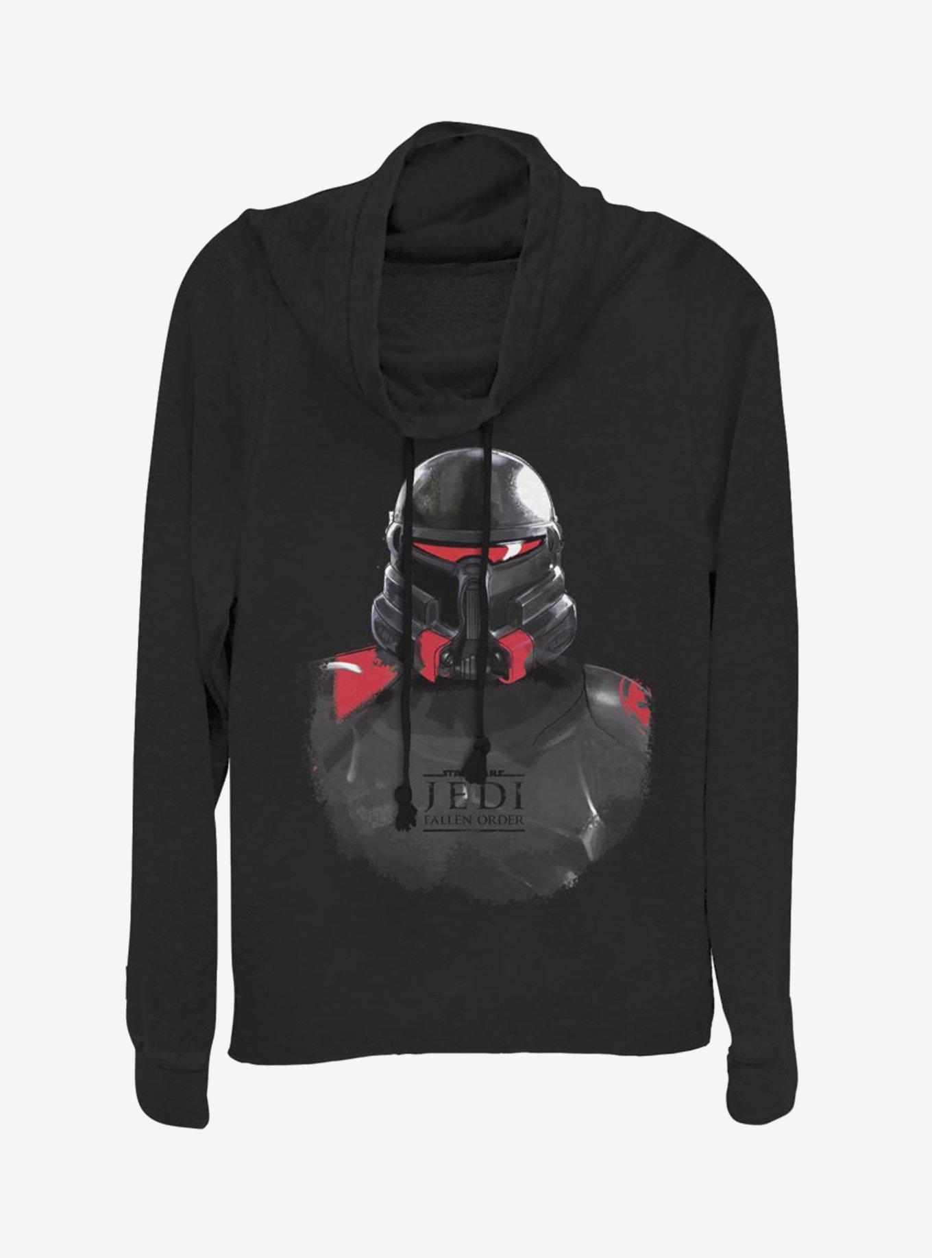 Star Wars Jedi Fallen Order Purge Trooper Mask Cowlneck Long-Sleeve Womens Top, BLACK, hi-res