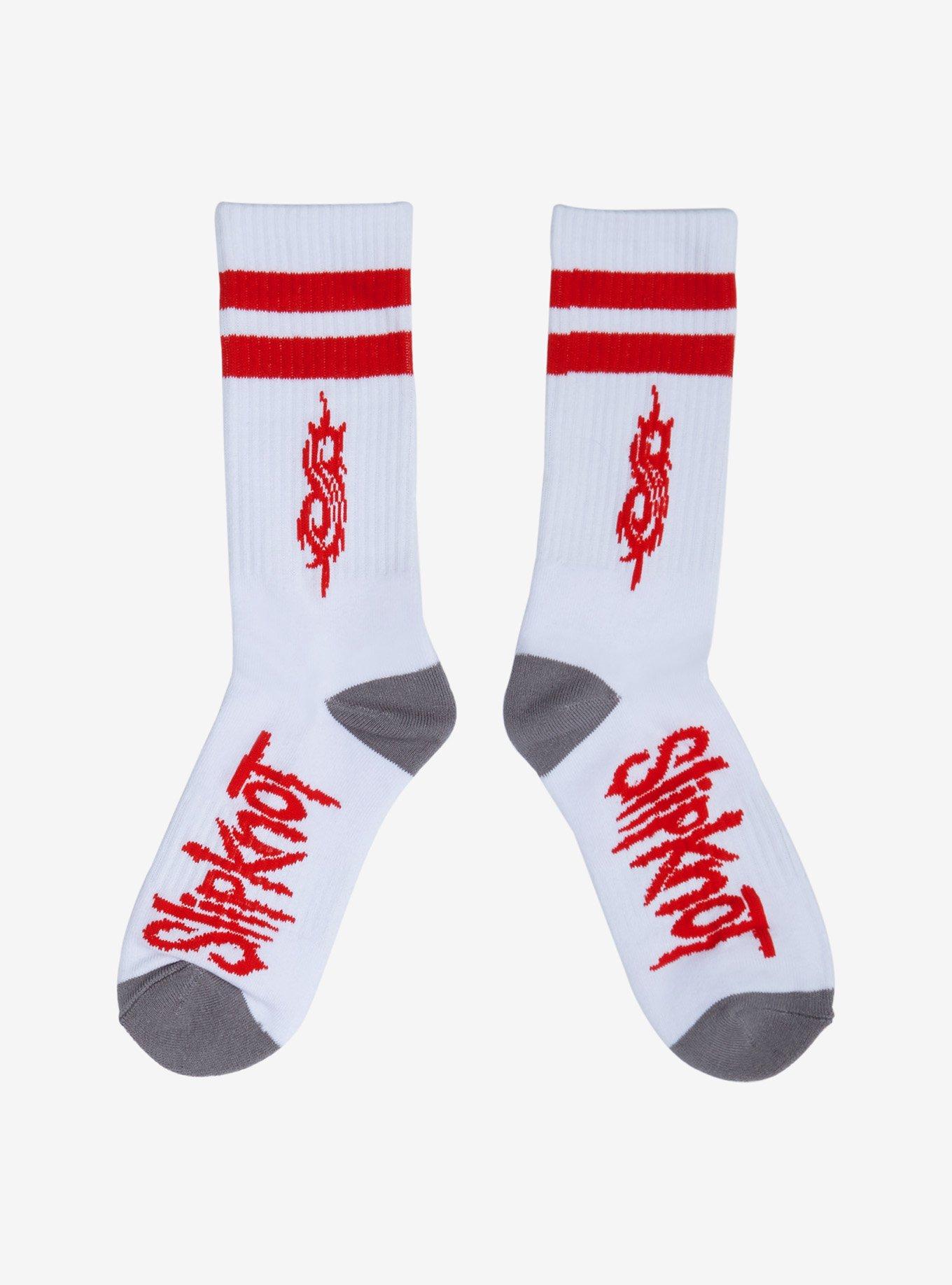 Slipknot Red & White Varsity Crew Socks Hot Topic