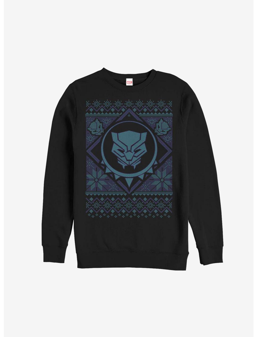 Marvel Black Panther Christmas Pattern Sweatshirt, BLACK, hi-res
